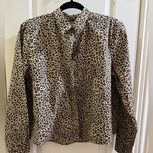J. Crew Leopard Print Button Down Shirt - Black and Tan